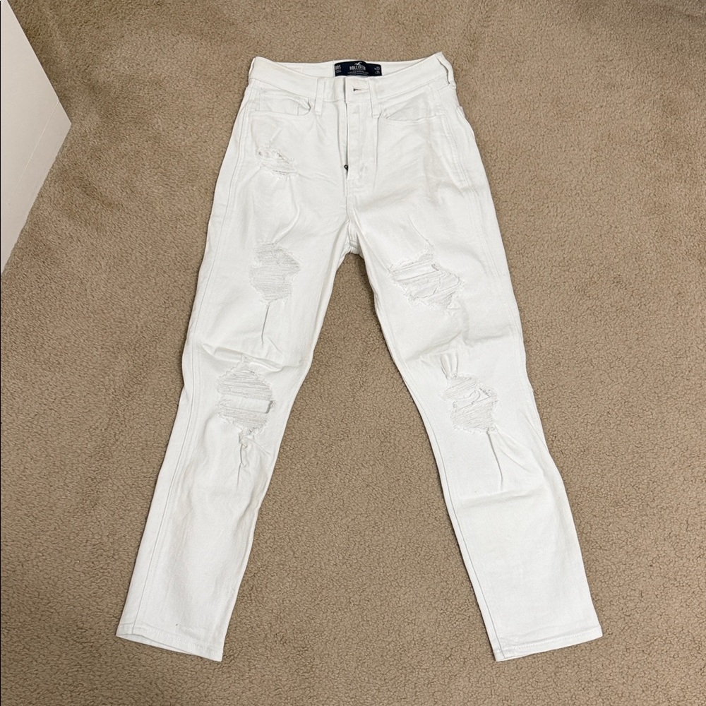 Hollister Women's White Ripped Skinny Jeans